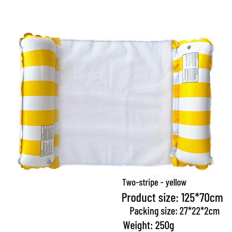 Inflatable PVC Float Recliner: Foldable Striped Swimming Bed