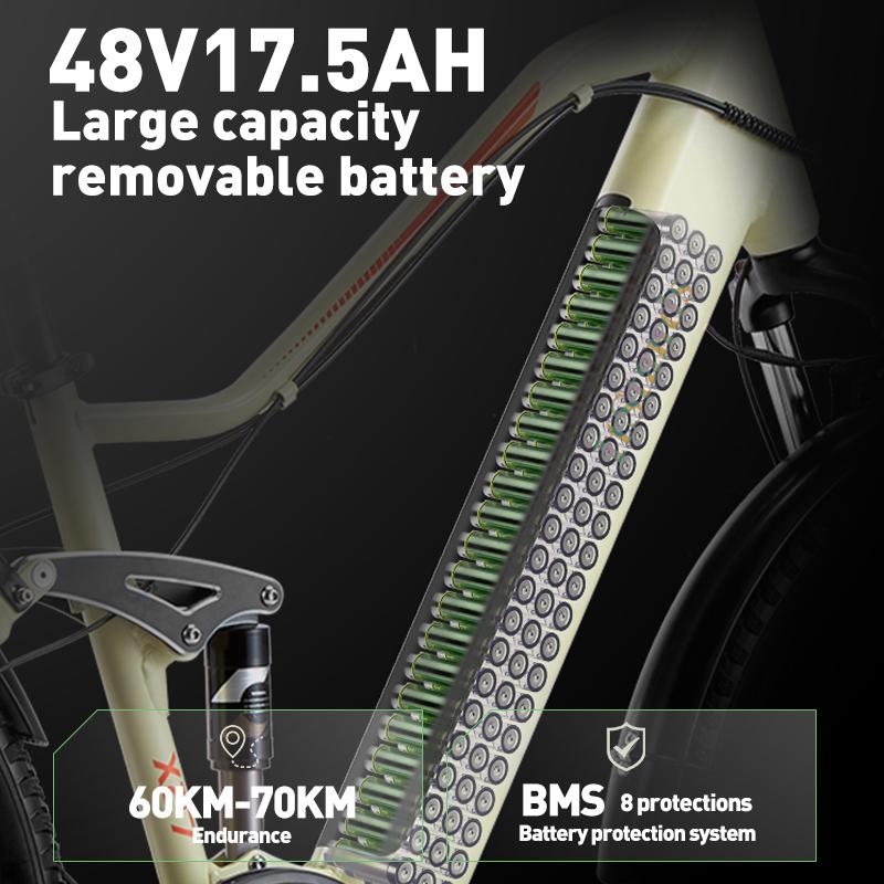 BURCHDA X27 Elektrické kolo Špičkový výkon 1500 W 48 V 17,5 Ah Vyjímatelná baterie Dojezd 80 km 27,5" Terénní dojížděcí elektrokolo pro dospělé
