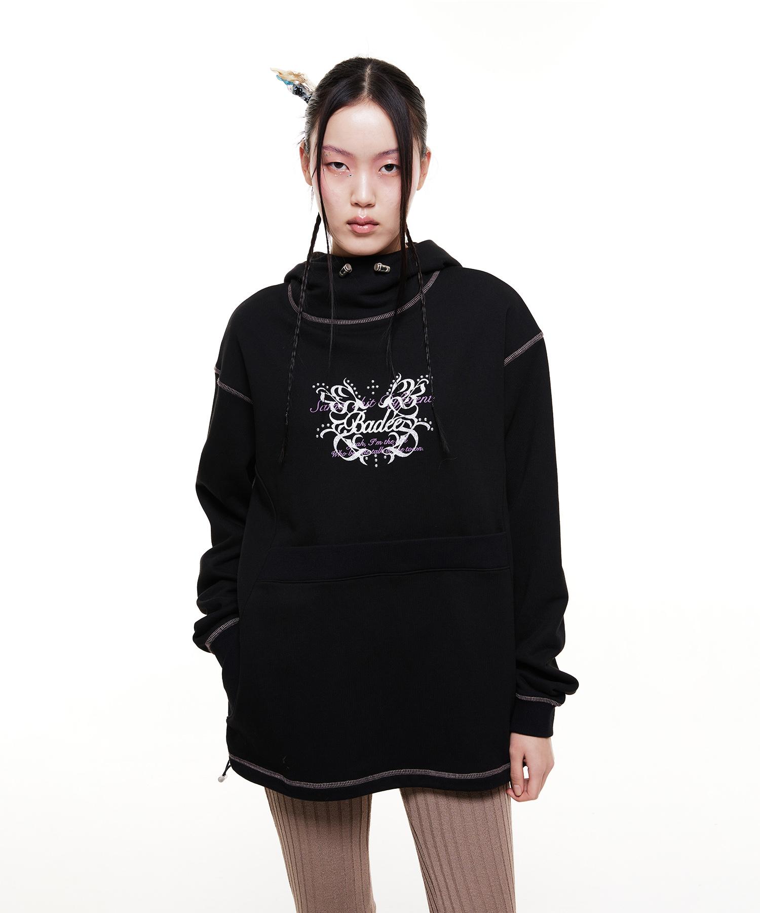 Buddy Turtleneck Long Hoodie Black L