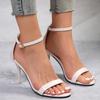 Mode Sexy Enkelbandje Hoge Hakken Sandalen Vrouwen 2025 Zomer Open Teen Stiletto Hakken Feestschoenen Vrouw Elegant Goud Zilver Sandalias