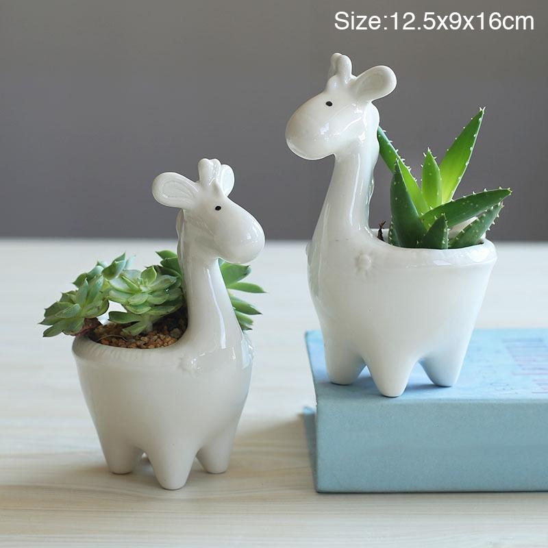 Kawaii Giraffe Blumentopf Sukkulenten Topf Keramik Desktop Topf Übertopf Bonsai Kunst Vase Wohnkultur Büro Dekoration Blumentopf Garten Liefert