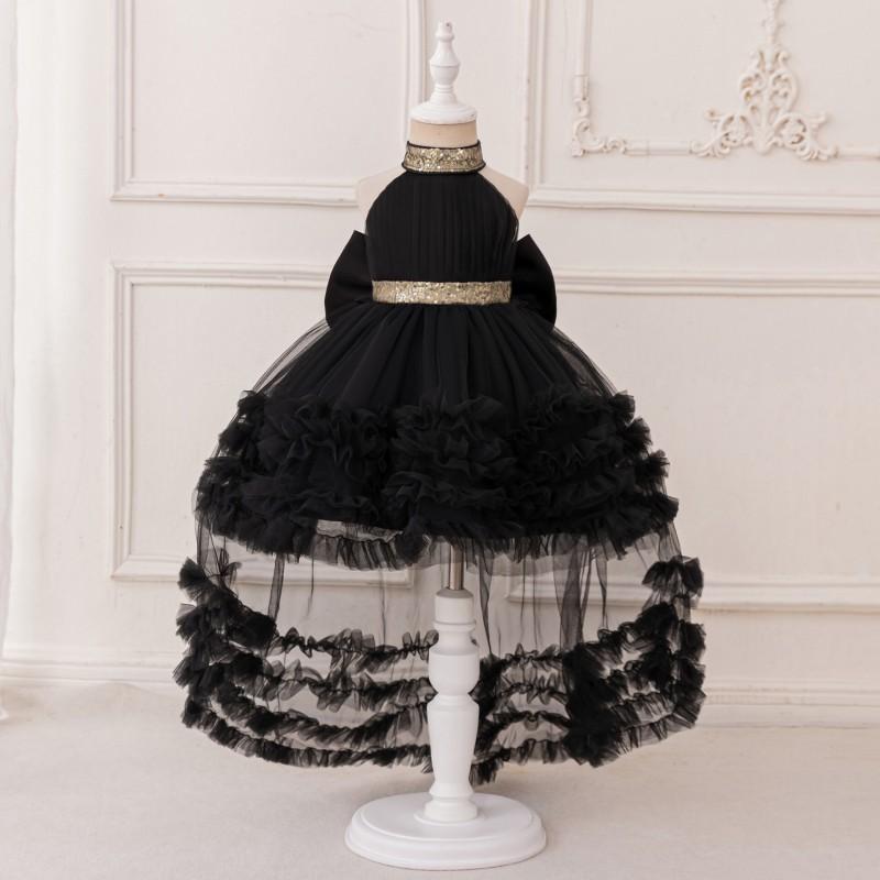 Baby Mädchen Tüll Pageant Kleid Ärmellos Pailletten Schleife Prinzessin Stil 1-3 Jahre Alt Party Taufe Hochzeit