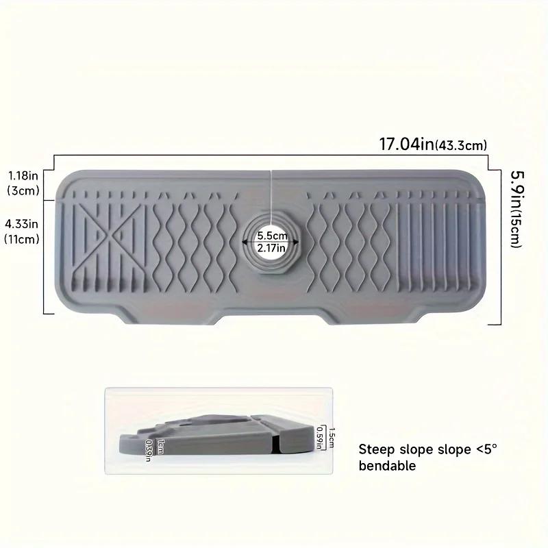 Silikonový chránič proti stříkající vodě na baterii, Chránič proti stříkající vodě na kuchyňský dřez za baterií, Odkapávací podložka pod rukojeť baterie, Podložka chránící před stříkající vodou na dřez