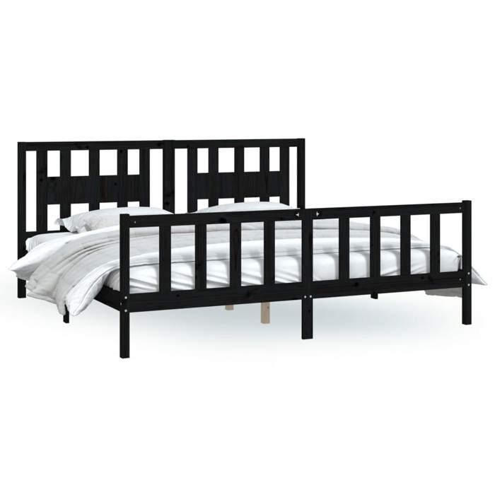 Cadre de lit - Maison Exclusive - Bois de pin massif - Noir - 200x200 cm