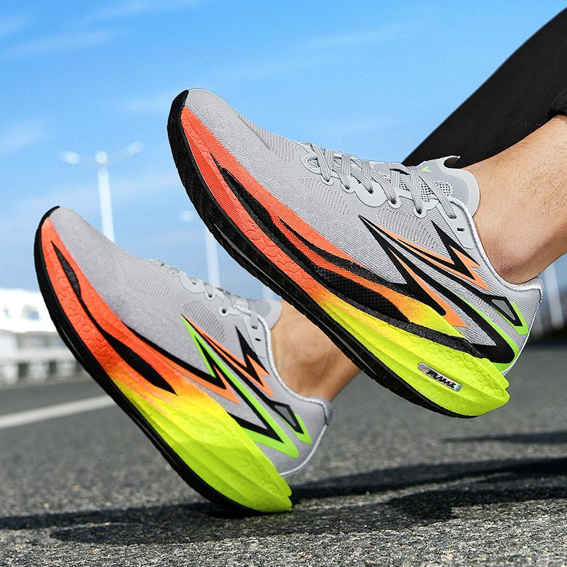 Men's Shoes Mesh Surface Breathable Deodorant Youth Sports Leisure Carbon Plate Game Shock Absorbing Running Shoes