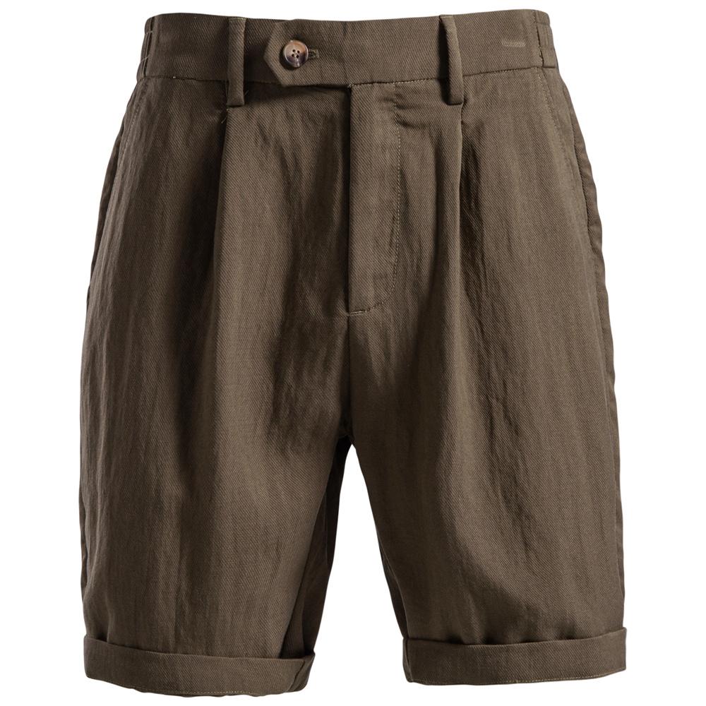 AIOPESON Comfortable Men's Shorts Solid Color Elastic Waist Multi Pocket Cotton Linen Blend Breathable Summer Shorts