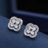 European and American Four-Leaf Clover Diamond Stud Earrings - Geometric Metal Jewelry