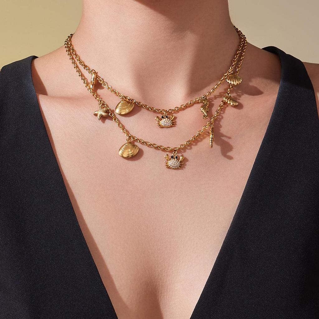Qiong Yao Ocean Series Rhinestone Pendant Necklace & Hand Foot Chain Jewelry Set