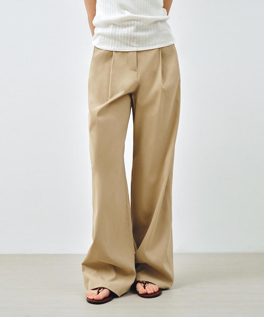 MONGDOL Essential One-Tuck Wide Pants Beige Mdpt049Beige