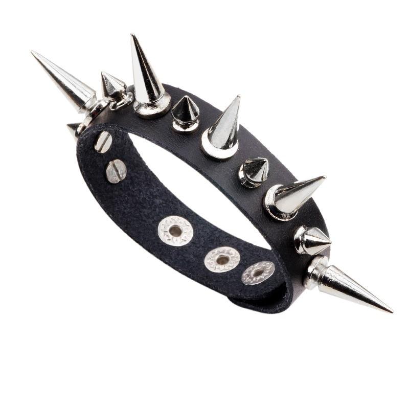Punk Rock Street Snap Fashion Punk Metal Rivet Bracelet Wide Leather Stud Spike Bracelet