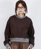 Deumakeu Stripe Crop Sweatshirt -Burgundy