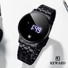 REWARD Fashion Men Black Stainless Steel Watch Quartz Wrist Watch Man Clock Reloj Hombre