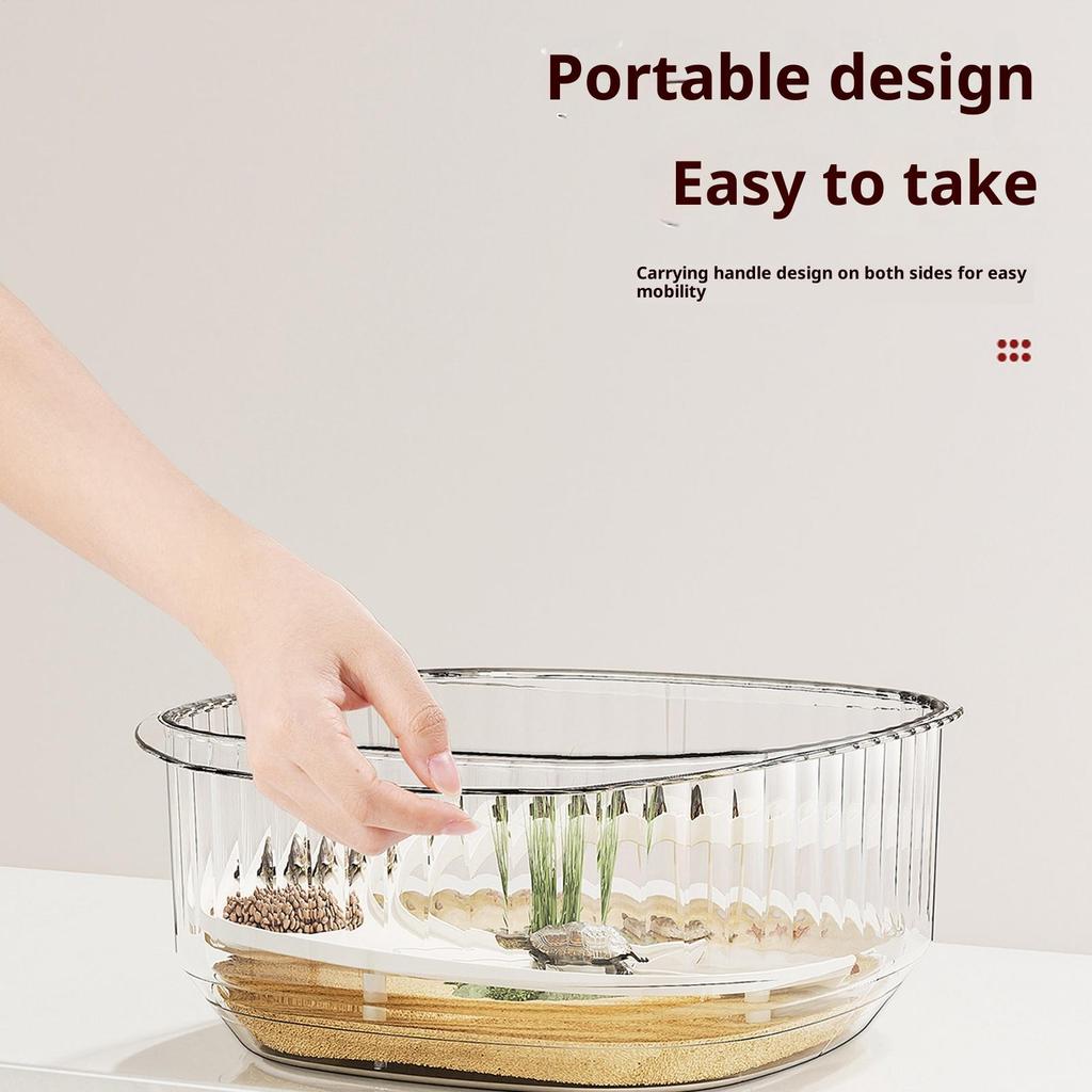 Small Turtle Habitat Transparent Full View Multi Function Areas Tortoise House Crabs Shrimps Terrarium Tank For Hermit Crabs