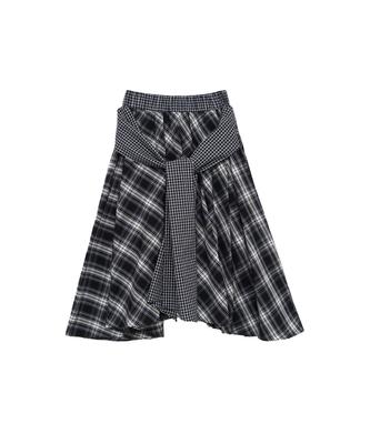 Cookies Check Tie Contrast Skirt (Black)