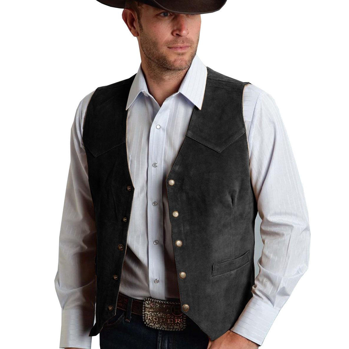 Vīriešu zamšādas, šaura veste, vienrindas veste