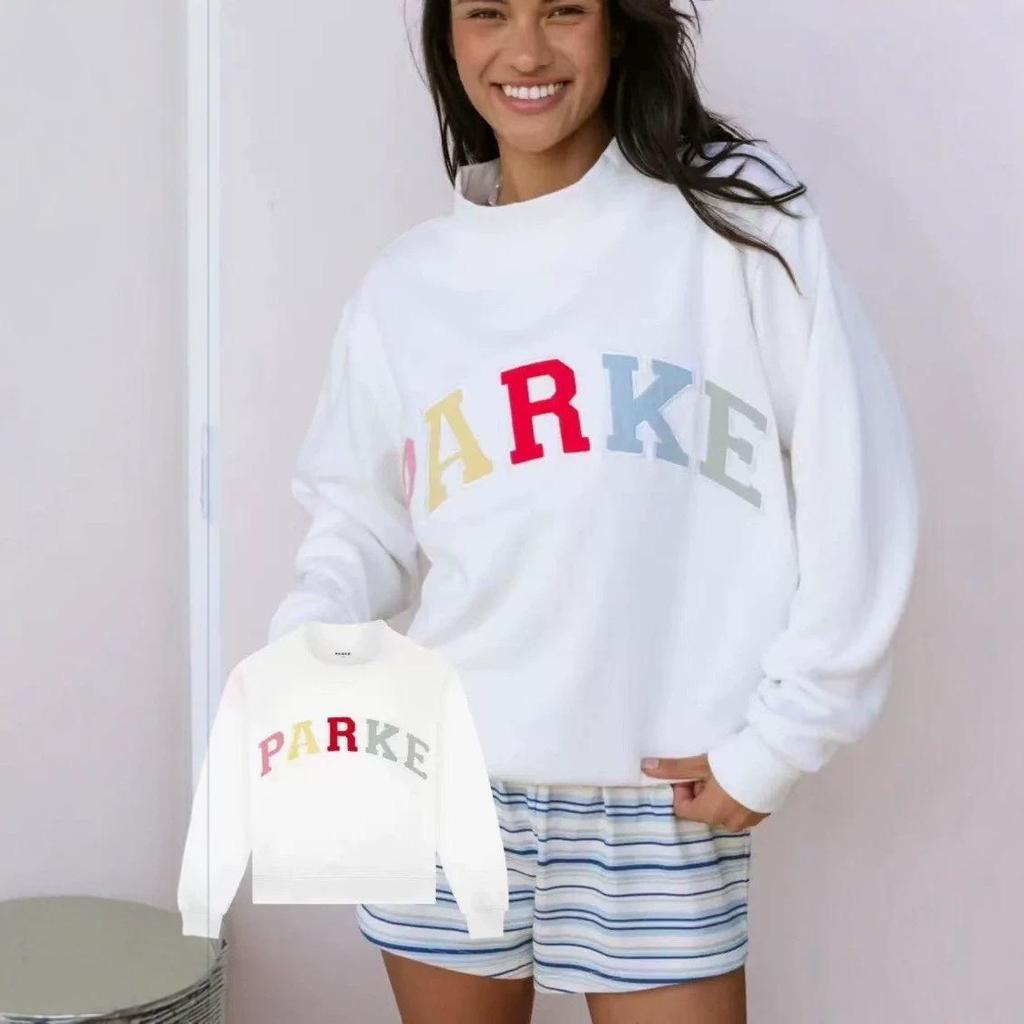 PARKE Women's Embroidered Hooded Sweatshirt - Versatile Loose Fit Sport Hoodie