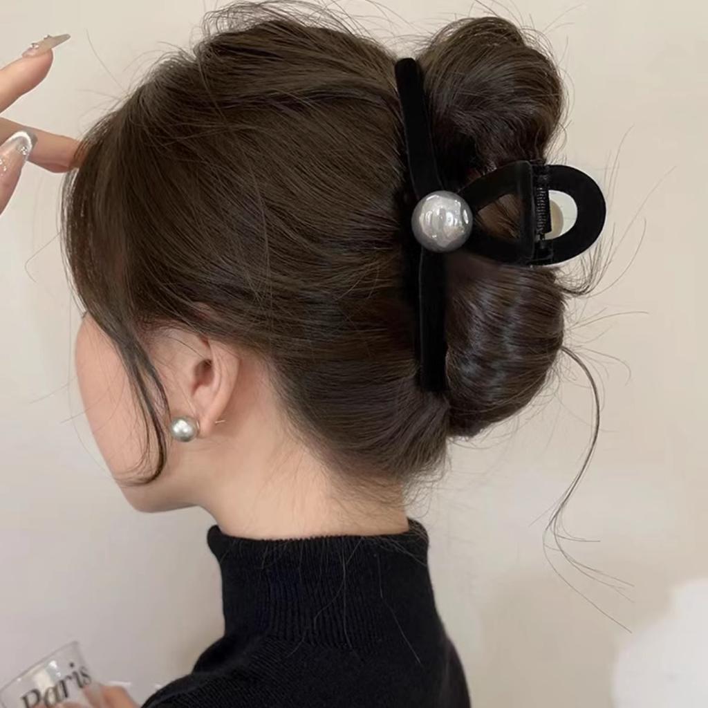 Vintage Pearl Black Hair Claws For Women Girls Temperament Hair Ornament Simple Hair Clips Hairpin Hair Accessories