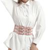 Fashionable Three Breasted Waist Belt Female Corset PU Waistband Elastic Cincher Belt All Matching Waist Dressingup Belt