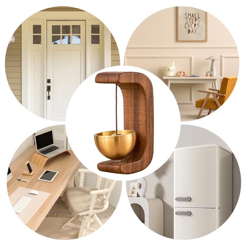 C Shaped Magnetic Door Chime Vintage Doorbell Magnetic Wood Shopkeepers Bell Door Chime for Entrance Wall Store Wardrobe Fridge
