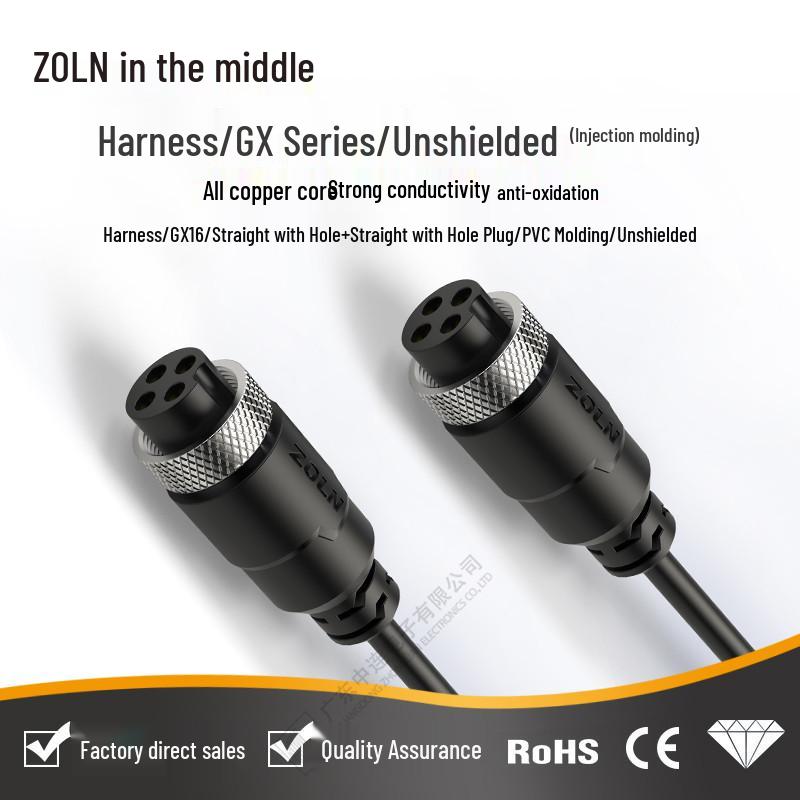 GX12 Aviation Plug: Male/Female Connectors with 2-10 Pins, Injection Molded Integration