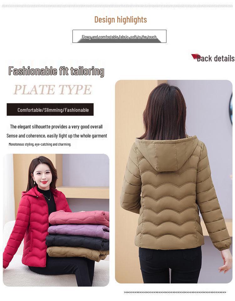 Women's Lightweight Down Cotton Jacket, Short Slim Fit, 2025 Fashion, Casual Padded Coat for Mothers.