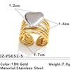 Stainless Steel Angel Wing Ring Unisex Color Block Heart Star Multi-layer Stackable Open Ring Punk Wide Non-fade Hand Jewelry