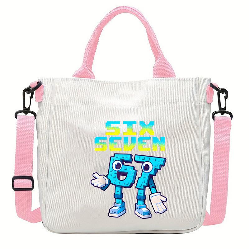 Steal a Brainrot 67 Printed Student Crossbody Bag Casual Canvas Shoulder Bags