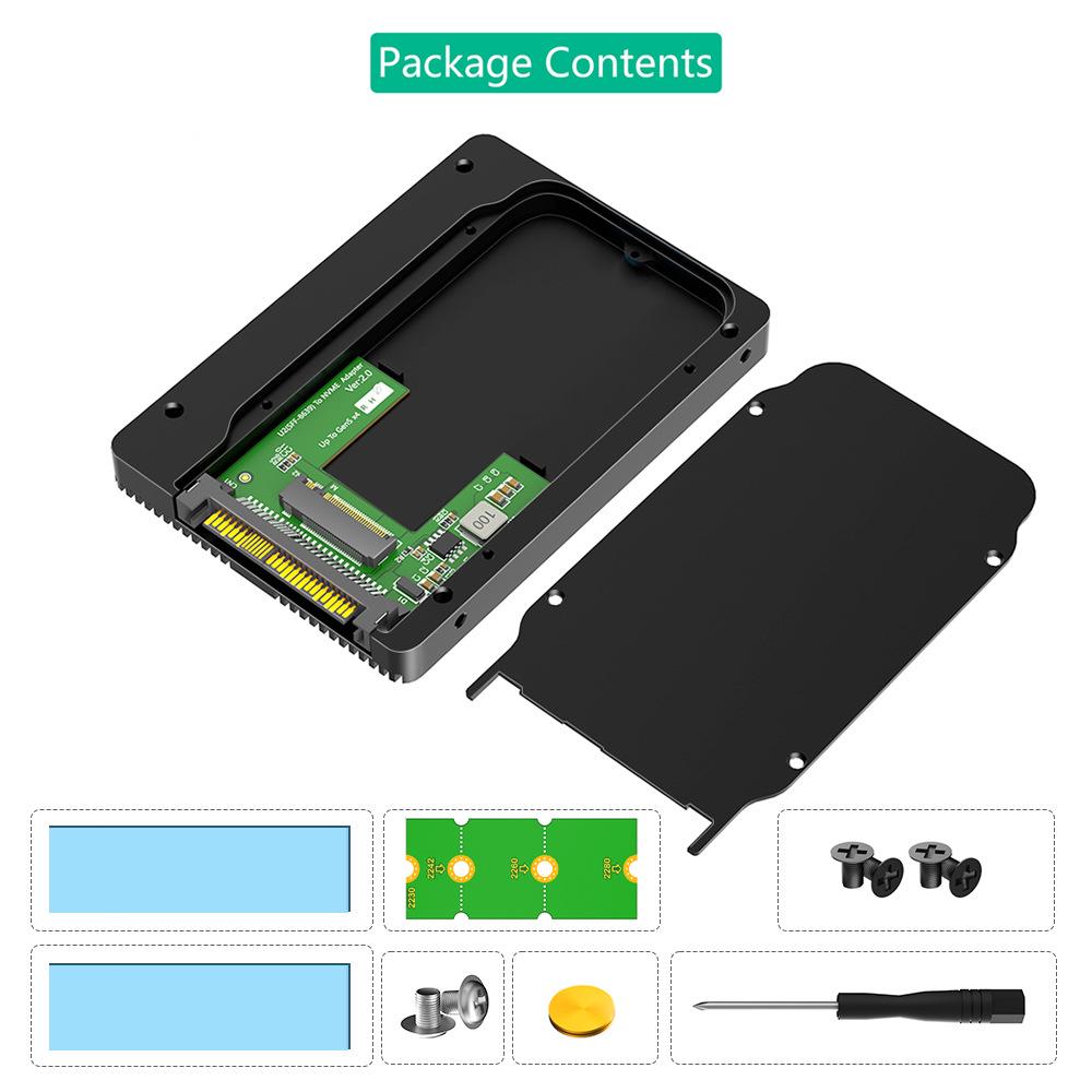 PCIe 5.0 M.2 NVMe to U.2 SFF-8639 Adapter with Full Aluminum Heat Dissipation, Supports 2230-2280