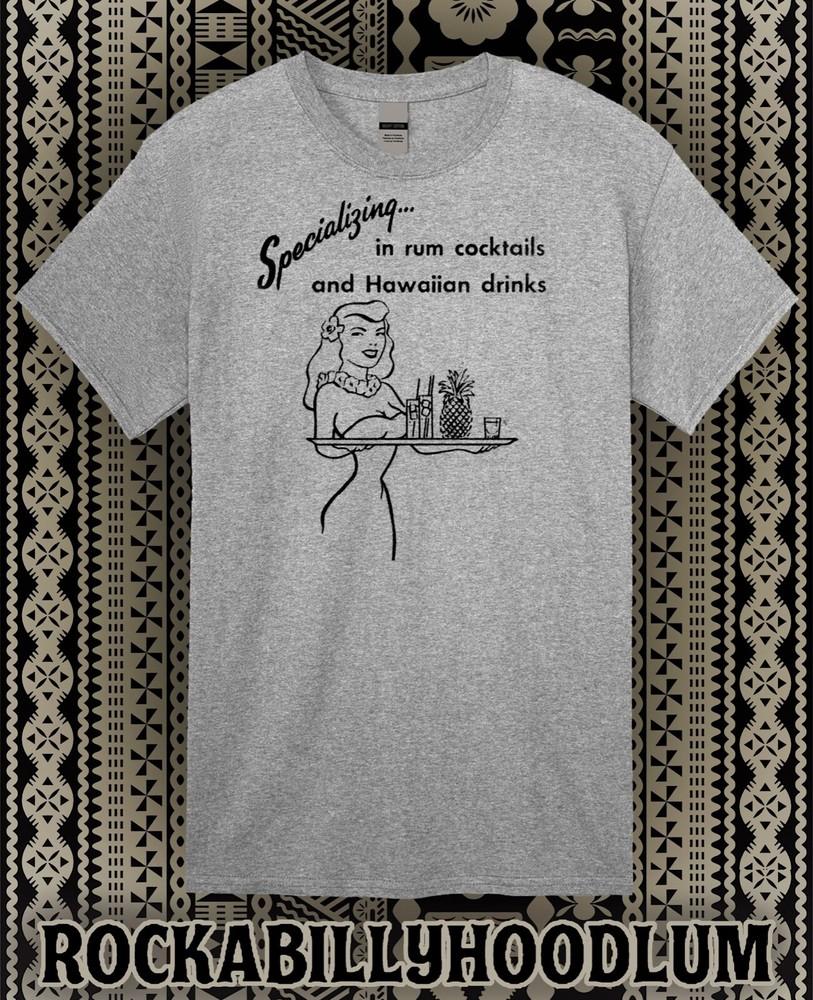 Retro Tiki T Shirt Bar Mug Hula Girl Restaurant Hawaiian Cocktails Pinup Unisex T-Shirt