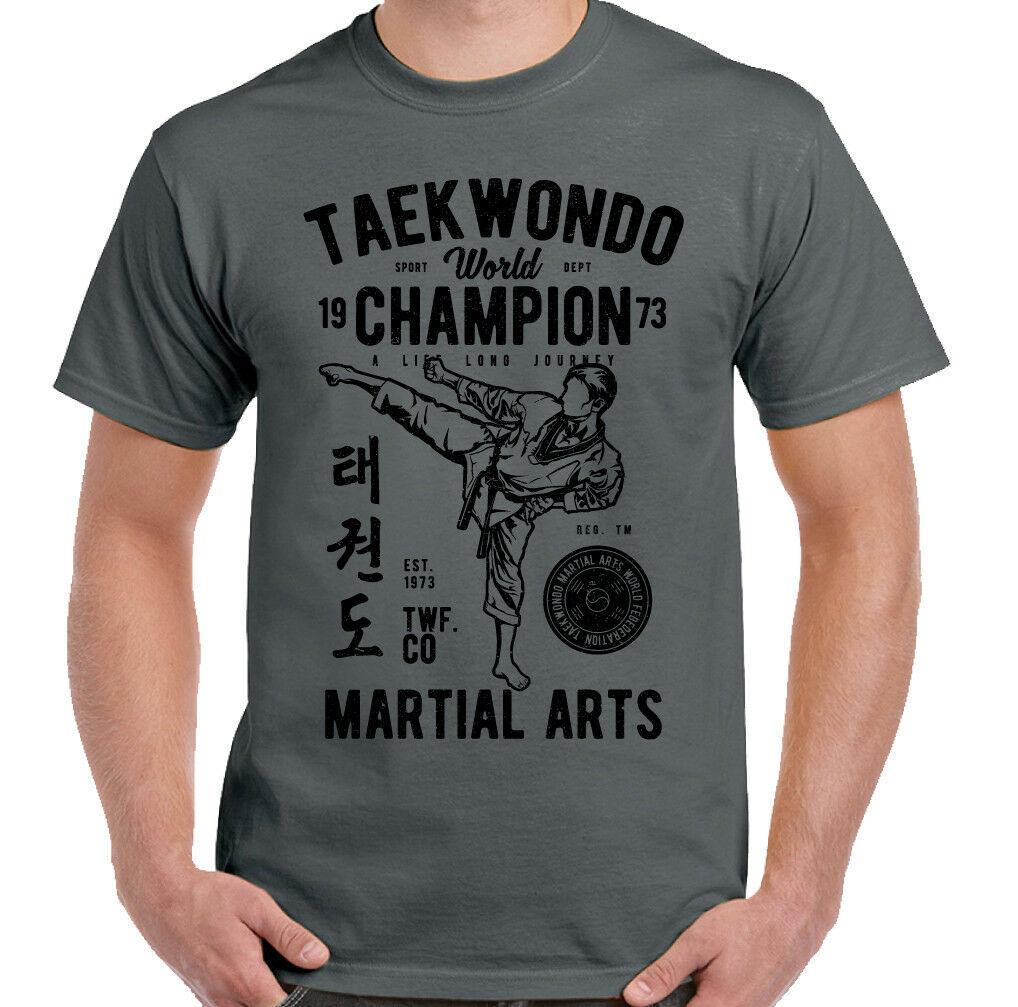 Taekwondo T-Shirt World Champion Mens Martial Arts Training Top MMA Competition