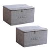 CAWKAY Storage Box, Large Capacity, Foldable, with Handles, Clothes Storage, Lid, Stylish Fabric, Double Zipper (Small (Set of 2), 2 Pieces)