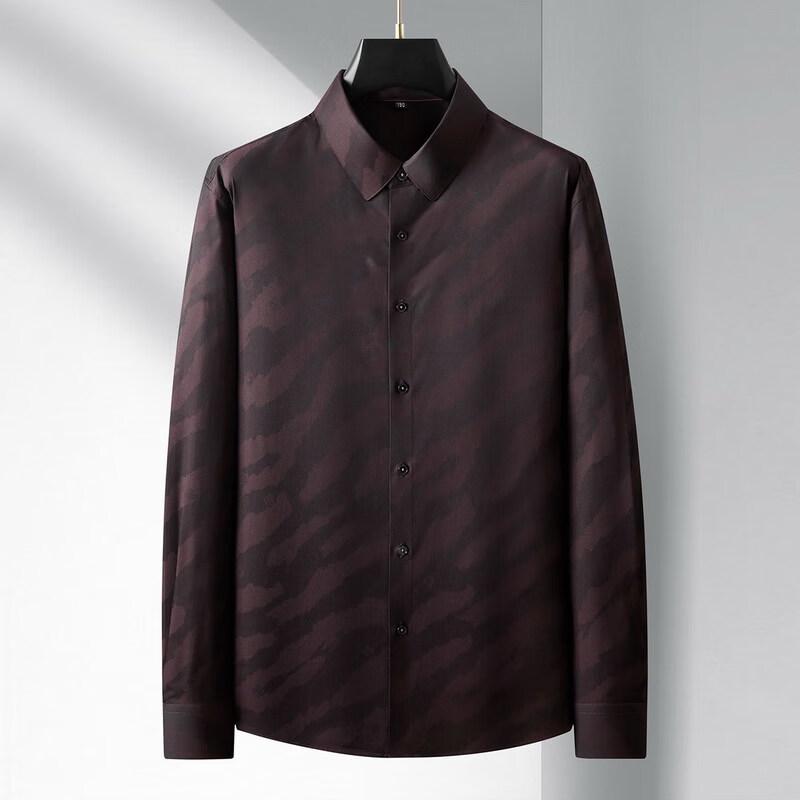Men's Plus Size Striped Business Casual Long-Sleeve Shirt