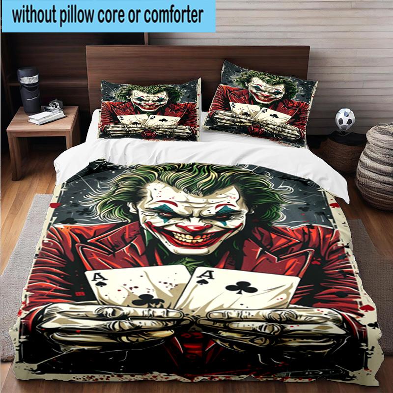 3PCS Cool clown Pattern 3pcs Bedding,Including 3PCS Duvet Cover And 2pcs Pillowcases Perfect for Christmas,Ideal for Bedroom, Dormitory