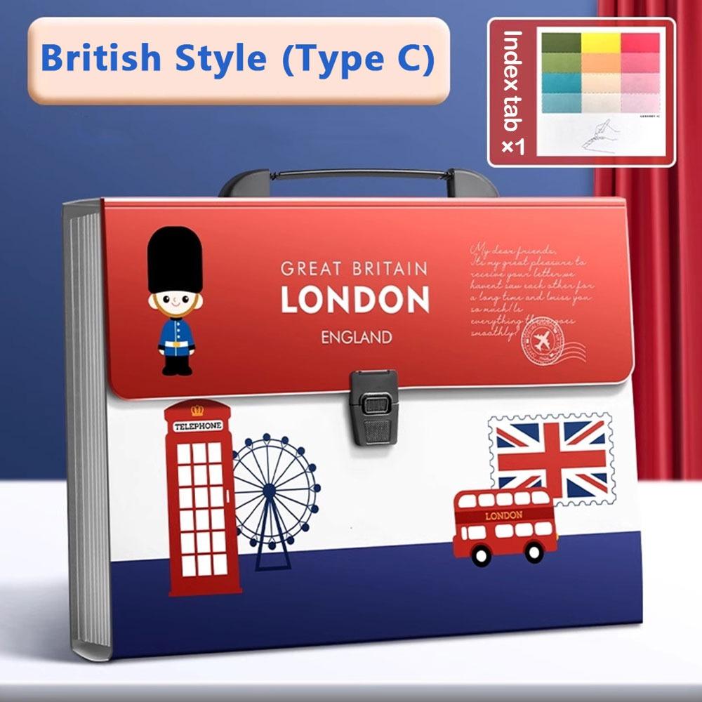 High Quality 13 Layer Expanding Folder Large Capacity British Style A4 File Bag Portable Data Sorting Folder Student Use