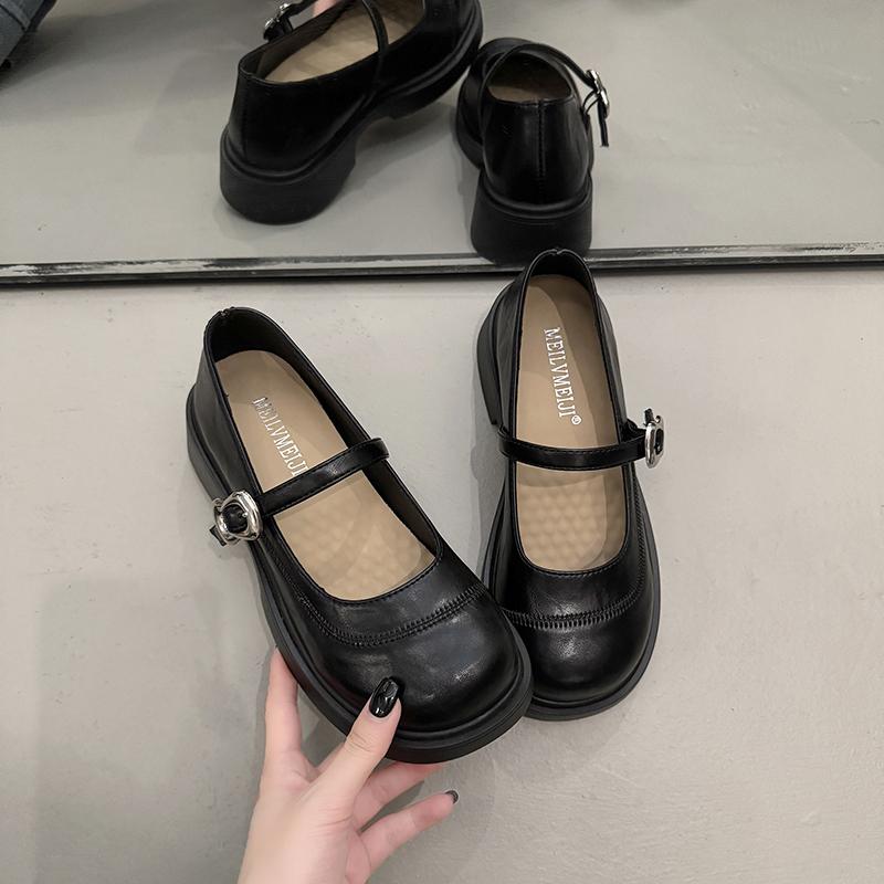 

Classic Women Mary Jane Basic Slip on Flat Mid Heels Round Toe Shoes for Women Solid Leather Women Pumps Casual Shoes 40 чёрный
