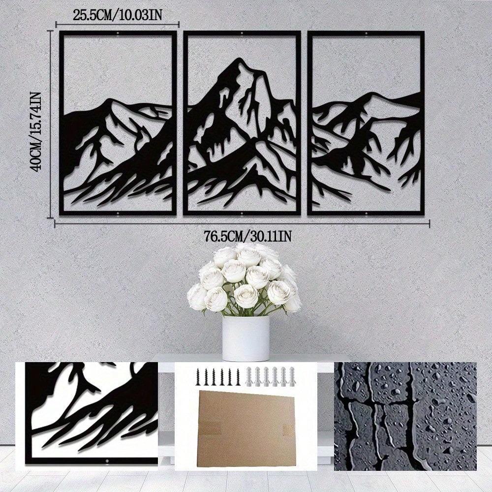 Handmade Metal Mountain Wall Decor, 3D Landscape Art Sculpture for Living Room, Modern Bedroom Home Decoration, Nature Inspired TY7733
