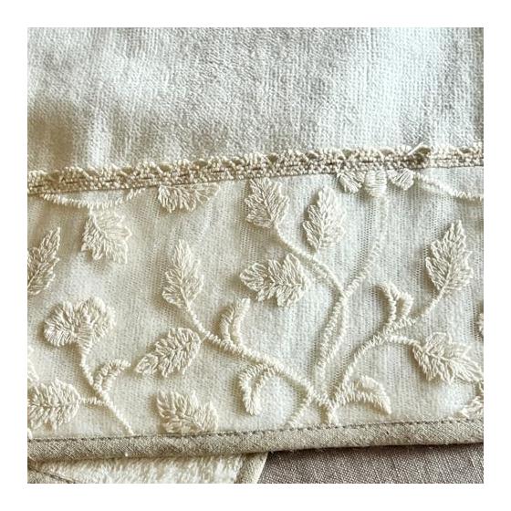 Vivienne Face Towel 25x70cm Beige Cotton Flower Series Lace Embroidery Hand Towel