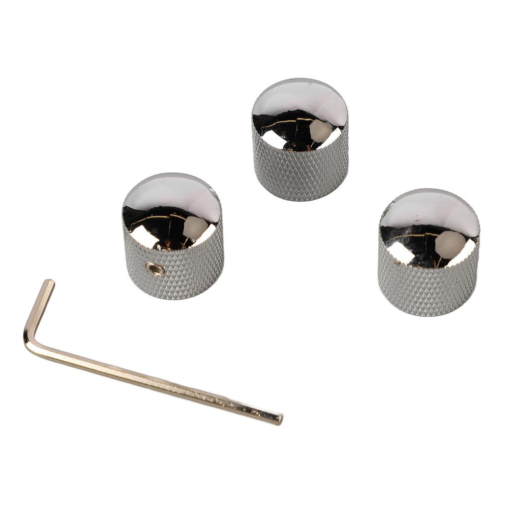 3PCS Guitar Dual Stacked Knobs Tone Control Metal Knob Replacement for Electric Guitar Bass GD105 Chrome