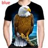 2026 Summer Fashion 3D Printed Short Sleeve T Shirt Casual Animal Eagle Hip Hop Rock Personality Creative O Neck Tee Men