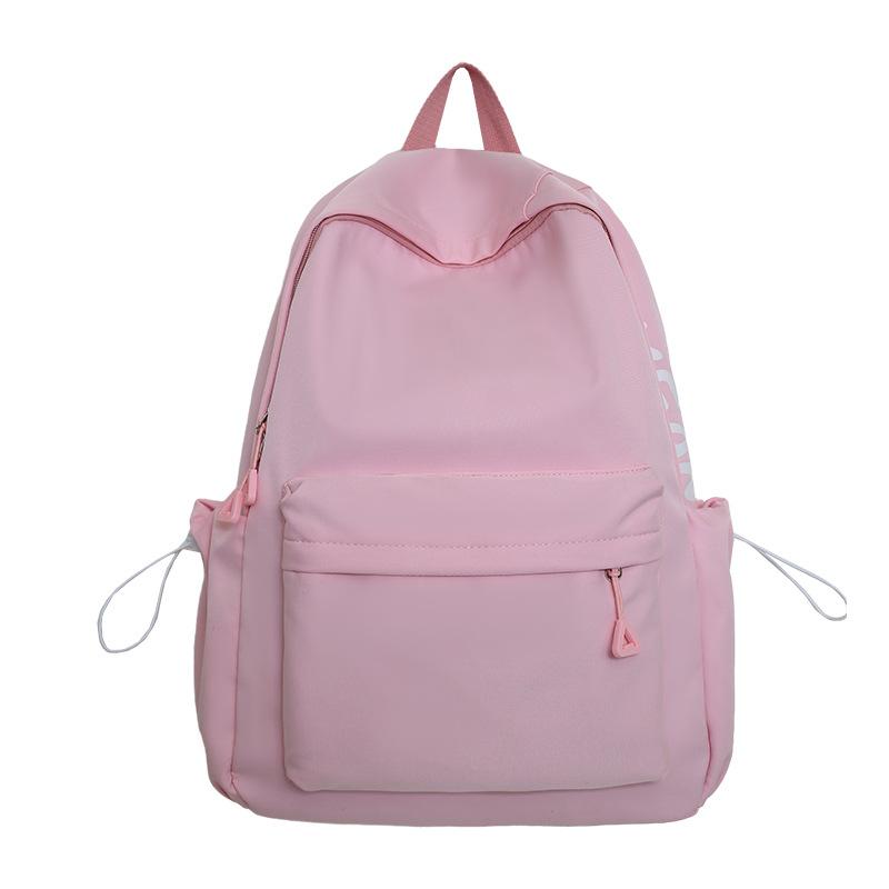 Summer New Solid Color Casual Letter Student Backpack Street Fashion Outdoor Double Shoulder Backpack Large and Small Sizes