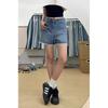 Damen Übergröße Hohe Taille Spitze Besatz Jeansshorts - Schlankmachende A-Linie Weiter Bein Sommer Heißhosen