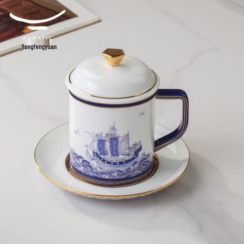 Yongfengyuan Mr. Porcelain 'Peace & Prosperity' Ceramic Lidded Mug Set