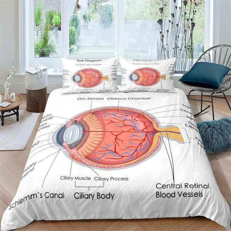 Housse de couette Anatomie Humaine Roi Reine Structure Corporelle Organe Collection de Literie Éducation Médicale Biologie Cellulaire Housse de Couette Douce en Polyester