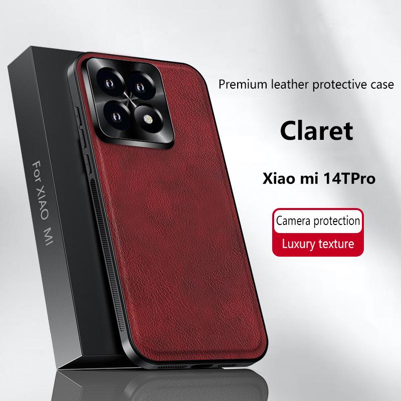 Luxury PU Leather Case For Xiaomi MI 14T Pro Magsafe Magnetic Metal Ring Lens Protection Shockproof Cover For Xiaomi 13T Pro 12T