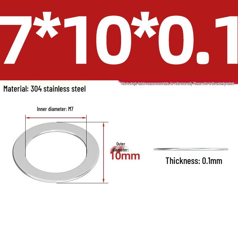304 Stainless Steel Ultra-Thin Flat Washers - Available in Thickness: 0.1mm, 0.2mm, 0.3mm, 0.5mm