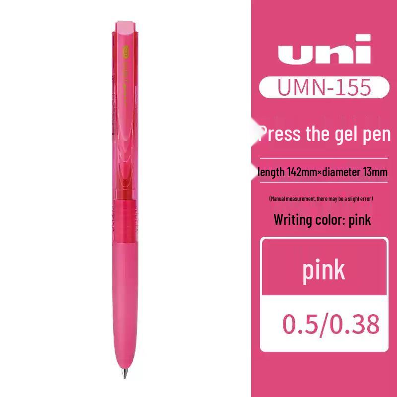 Penna a sfera gel Mitsubishi UMN-155 Click Nera, Pratica d'esame 0,5 mm/0,38 mm