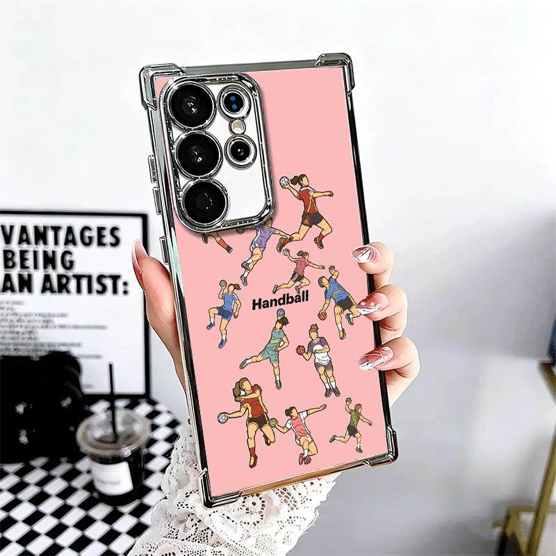 Handball Sport Beschichtet Handyhülle Für Samsung Galaxy S24 S25 FE S26 Edge S23 Ultra S22 S21 Plus S20 Anti-Fall Airbag Abdeckung