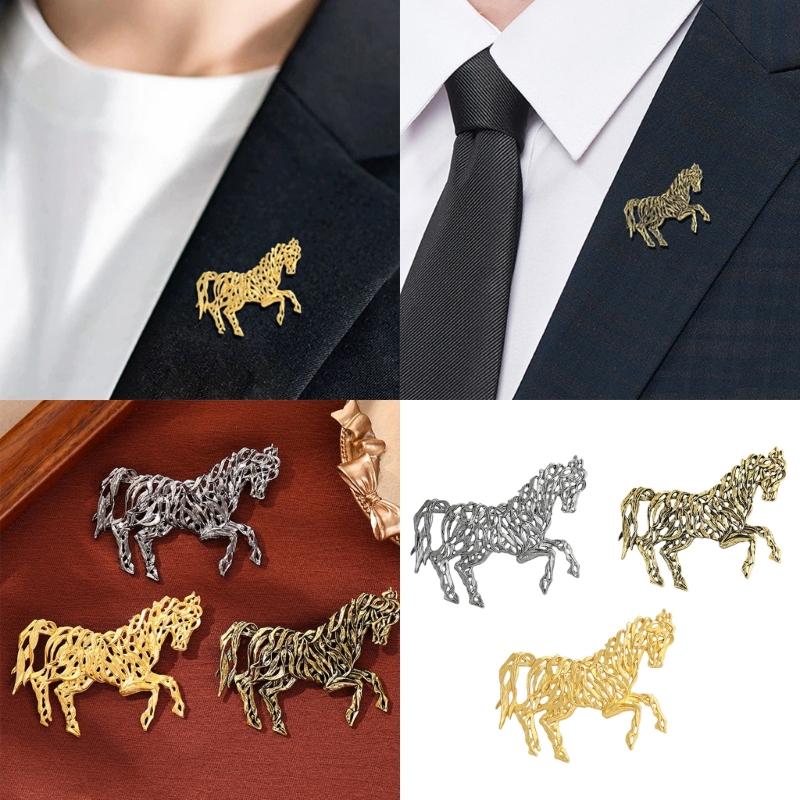 Intricate Chinese Horse Designs Metal Pin Artistics Hollow Craftsmanship Stylish Outfit Enhancer
