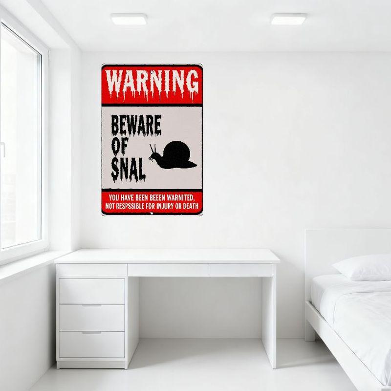 WARNING BEWARE OF SNAIL Metal Tin Sign - You Have Been Warned Rustic Wall Decor for Home Bar Club with Hanging Holes