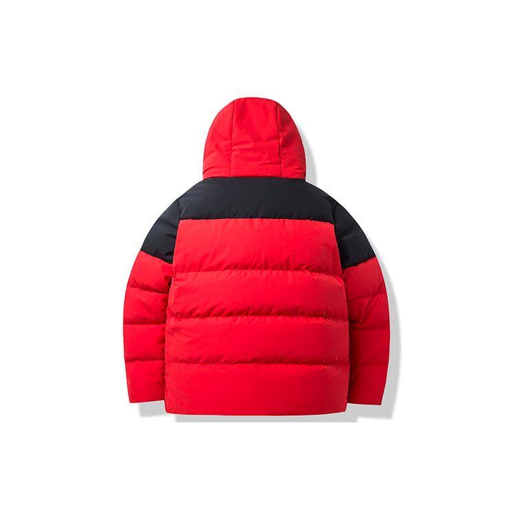 Anta China Ice And Snow Comprehensive Training Series Logo Embroidery Color Block Hooded Down Jacket Men Outerwear Red 152147948-1